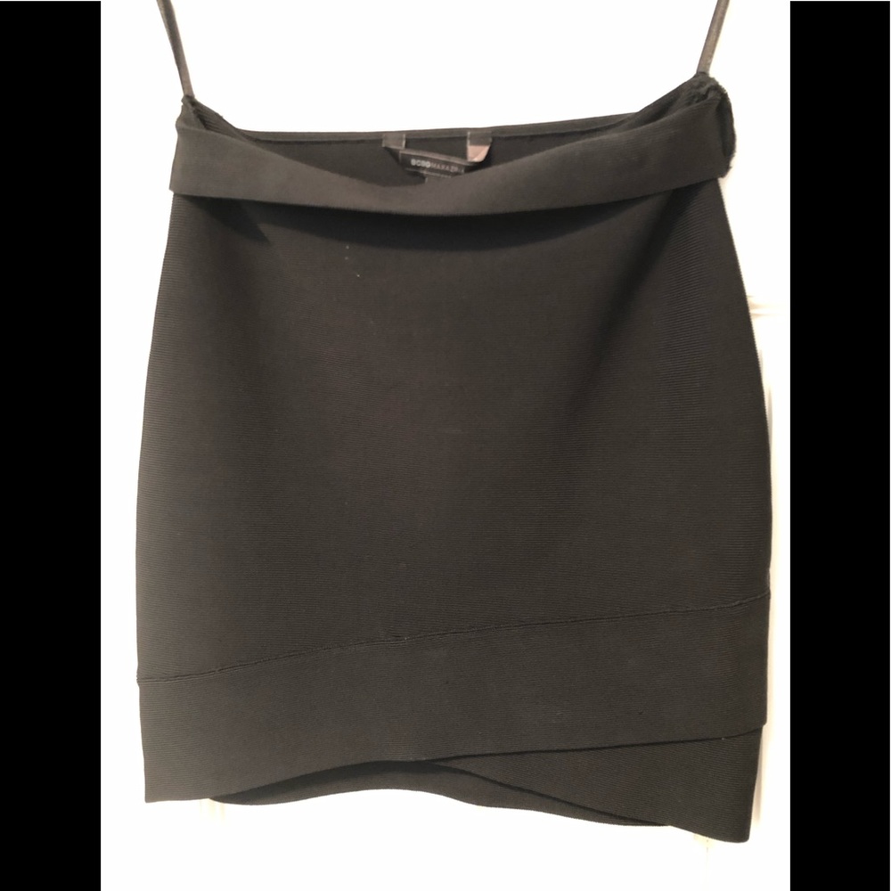 BCBGMaxAzria High Waisted Stretch Black Mini Skirt, size M, new no tags